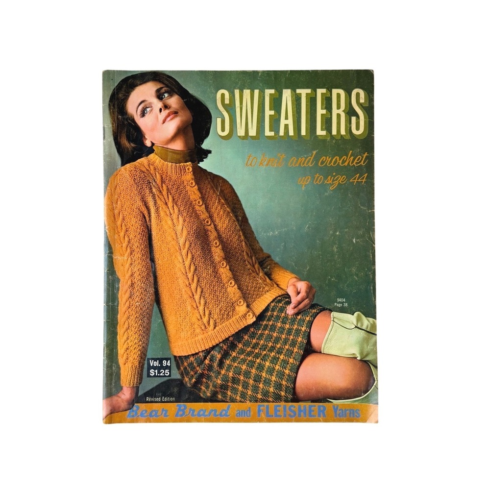 Vintage Bear Brand Sweaters Knit Crochet Fashion Pattern Book Ephemera Retro 60s